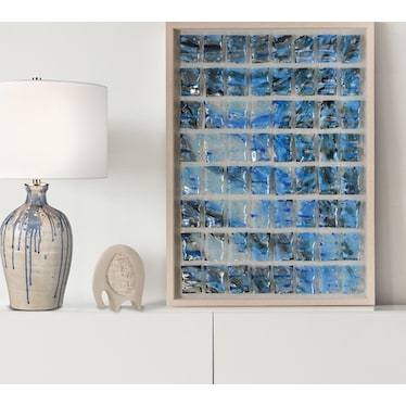 Blue Glass Framed Art 52"W x 37"H