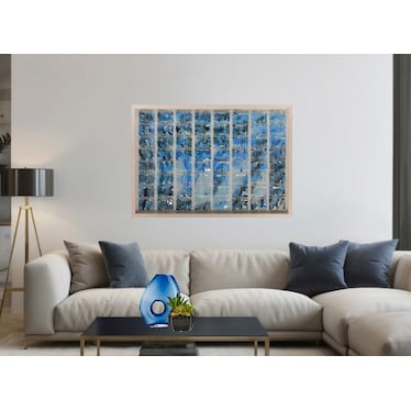 Blue Glass Framed Art 52"W x 37"H