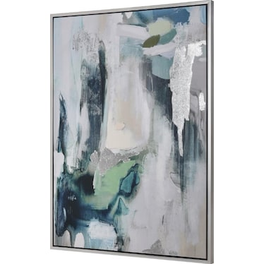 Blue, Green, and White Abstract Framed Art 35.5"W x 47.25"H