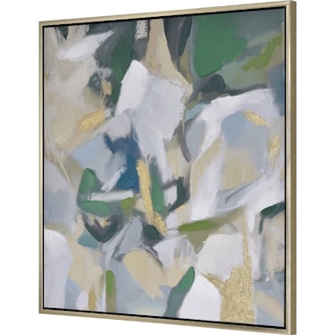 Green and Gold Abstract Framed Art 39"W x 39"H