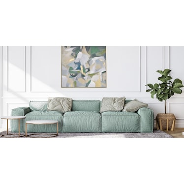 Green and Gold Abstract Framed Art 39"W x 39"H