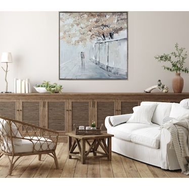 City Stroll Embellished Canvas Framed Painting 40"W x 40"H