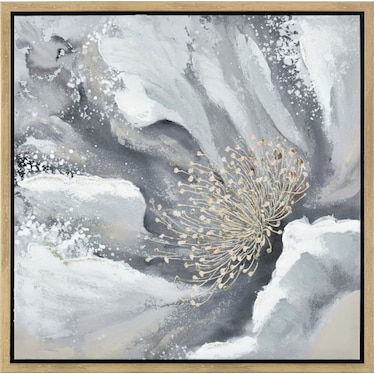 Grey and Gold Bloom I Framed Wall Art 24"W x 24"H