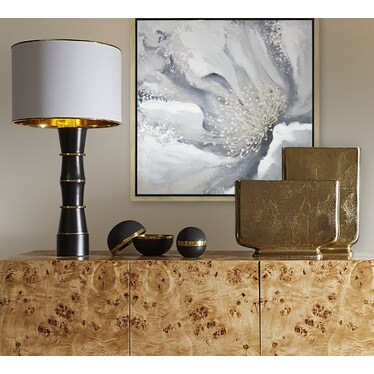 Grey and Gold Bloom I Framed Wall Art 24"W x 24"H