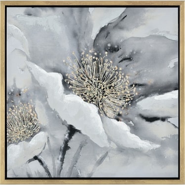 Grey and Gold Bloom II Framed Wall Art 24"W x 24"H