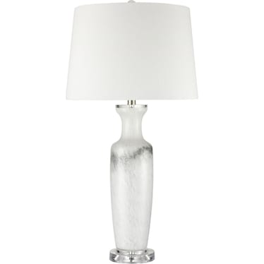 White and Black Art Glass Table Lamp 32"H