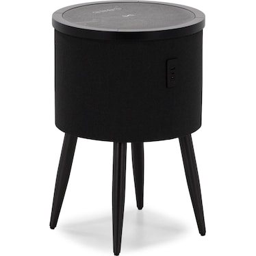 Halo Round Smart End Table in Black