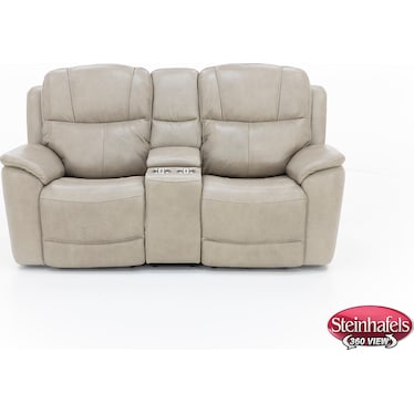 Wrenn Leather Fully Loaded Zero Gravity Reclining Console Loveseat in Pebble
