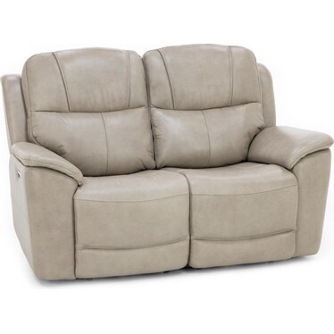 Wrenn Leather Fully Loaded Zero Gravity Reclining Loveseat in Pebble
