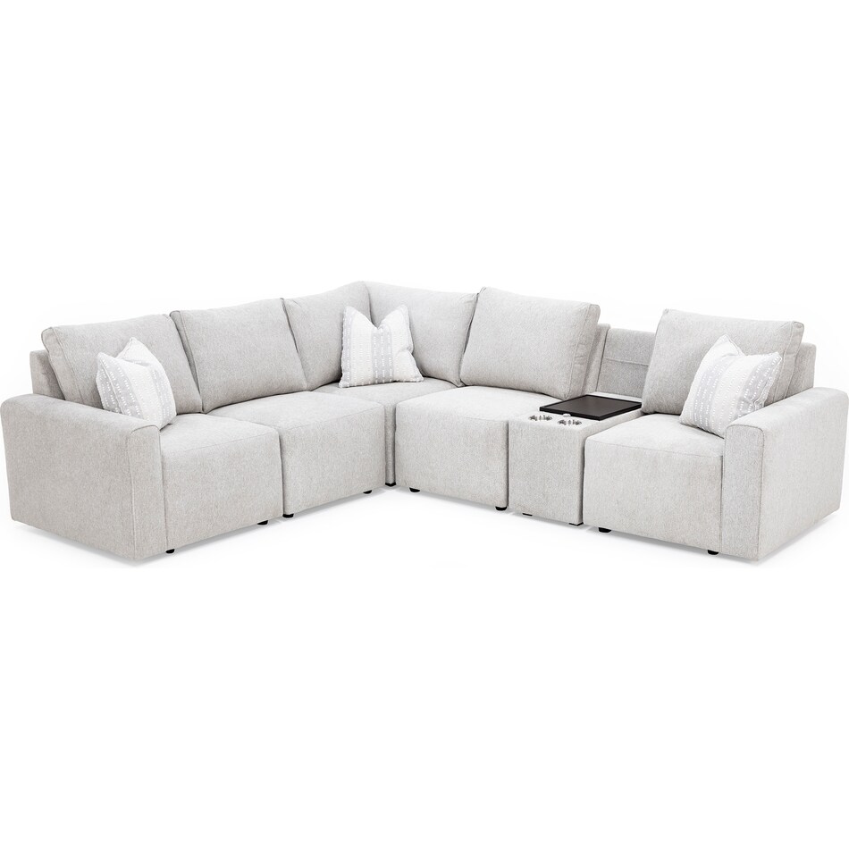 flexsteel industries grey sta fab sectional pieces pkg  