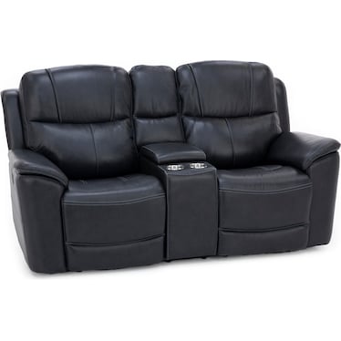 Flexsteel Wrenn Leather Fully Loaded Zero Gravity Reclining Console Loveseat