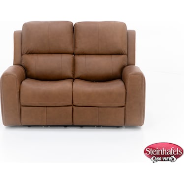 Landon Leather Zero Gravity Fully Loaded Reclining Loveseat in Caramel