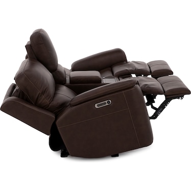 Hank Leather Fully Loaded Zero Gravity Console Reclining Loveseat