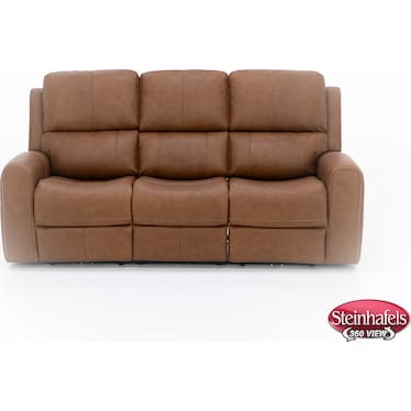 Landon Leather Zero Gravity Fully Loaded Reclining Sofa in Caramel
