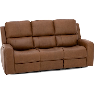 Landon Leather Zero Gravity Fully Loaded Reclining Sofa in Caramel