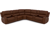 flexsteel brown mtn lth sectional piece pkg  