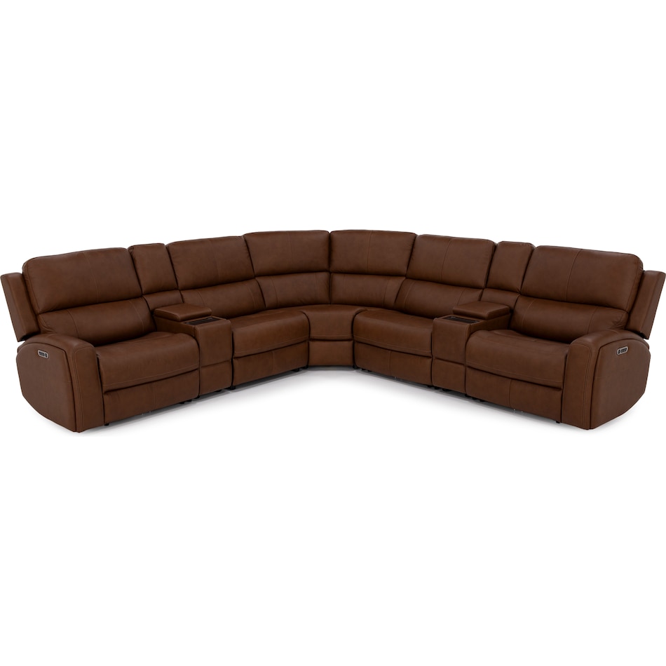 flexsteel brown mtn lth sectional piece pkg  
