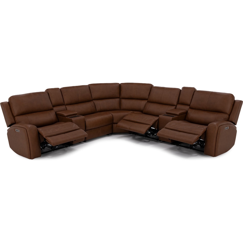 flexsteel brown mtn lth sectional piece pkg  
