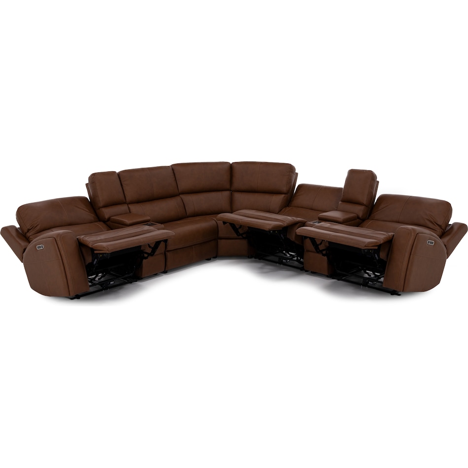 flexsteel brown mtn lth sectional piece pkg  