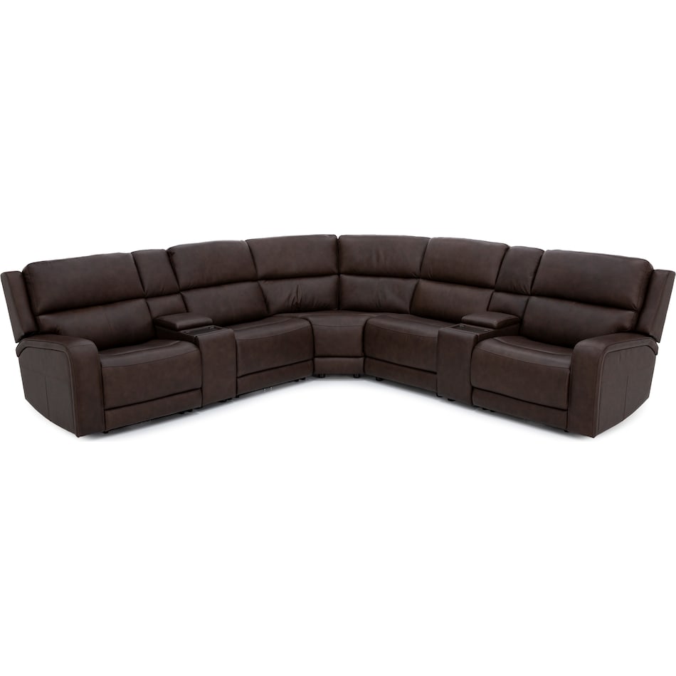 flexsteel brown mtn lth sectional piece pkg  