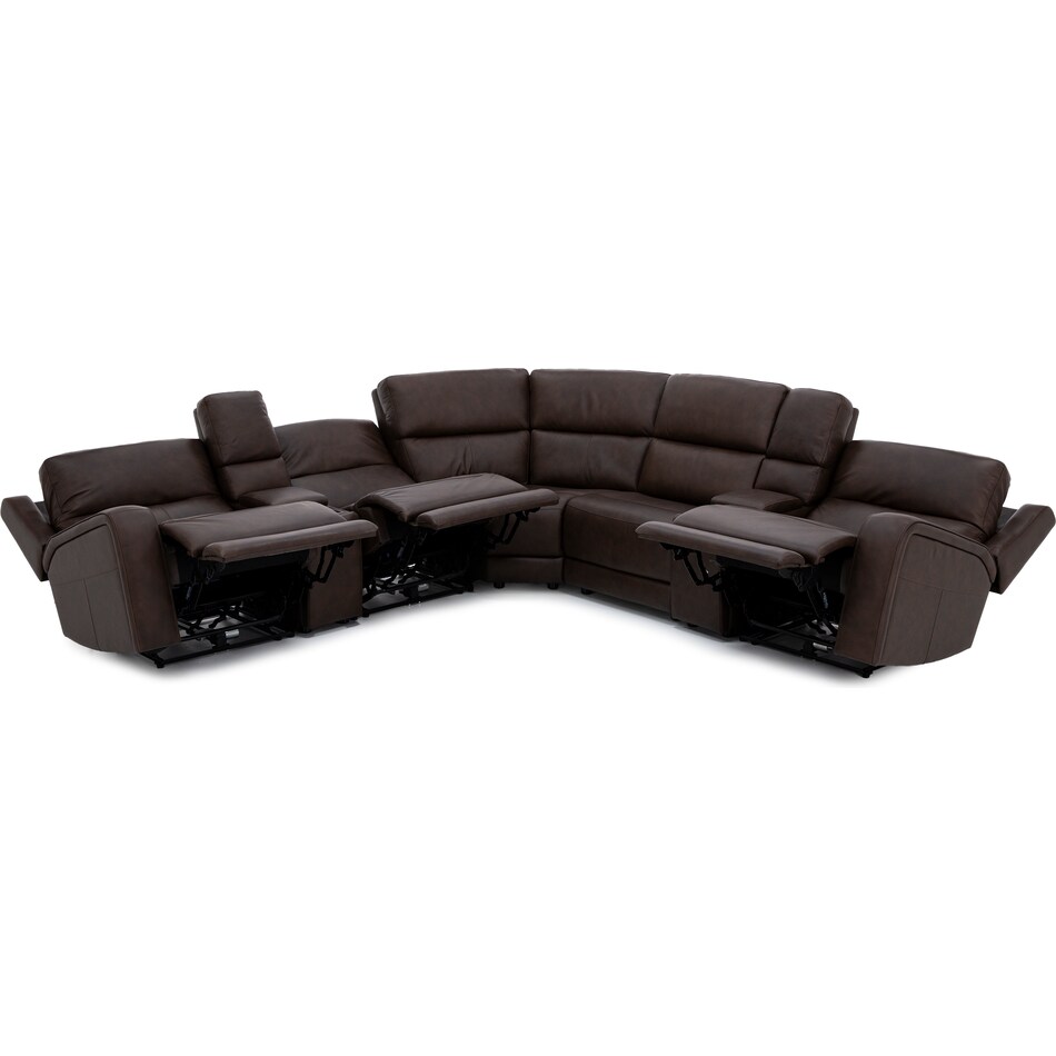 flexsteel brown mtn lth sectional piece pkg  