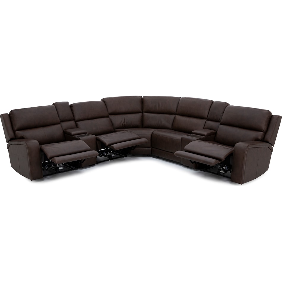 flexsteel brown mtn lth sectional piece pkg  