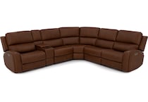 flexsteel brown mtn lth sectional piece pkg  