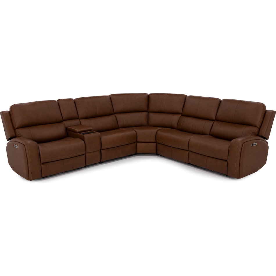 flexsteel brown mtn lth sectional piece pkg  