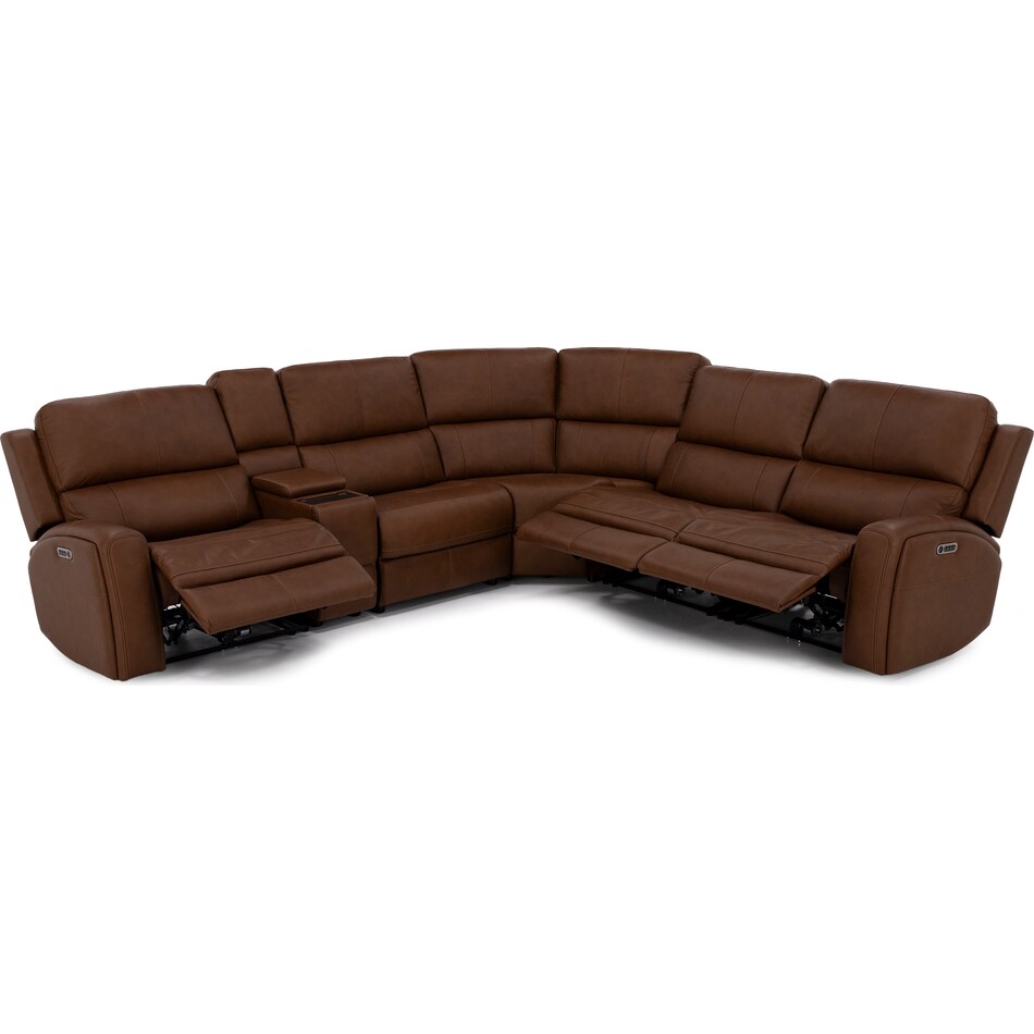 flexsteel brown mtn lth sectional piece pkg  
