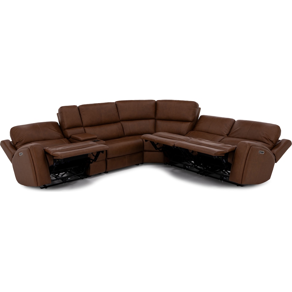 flexsteel brown mtn lth sectional piece pkg  
