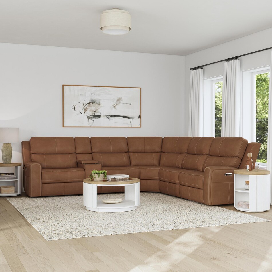flexsteel brown mtn lth sectional piece pkg  