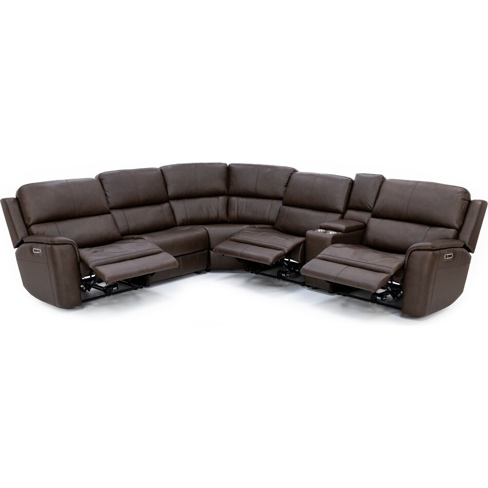 flexsteel brown mtn lth sectional piece zpkg  