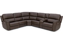 flexsteel brown mtn lth sectional piece zpkg  