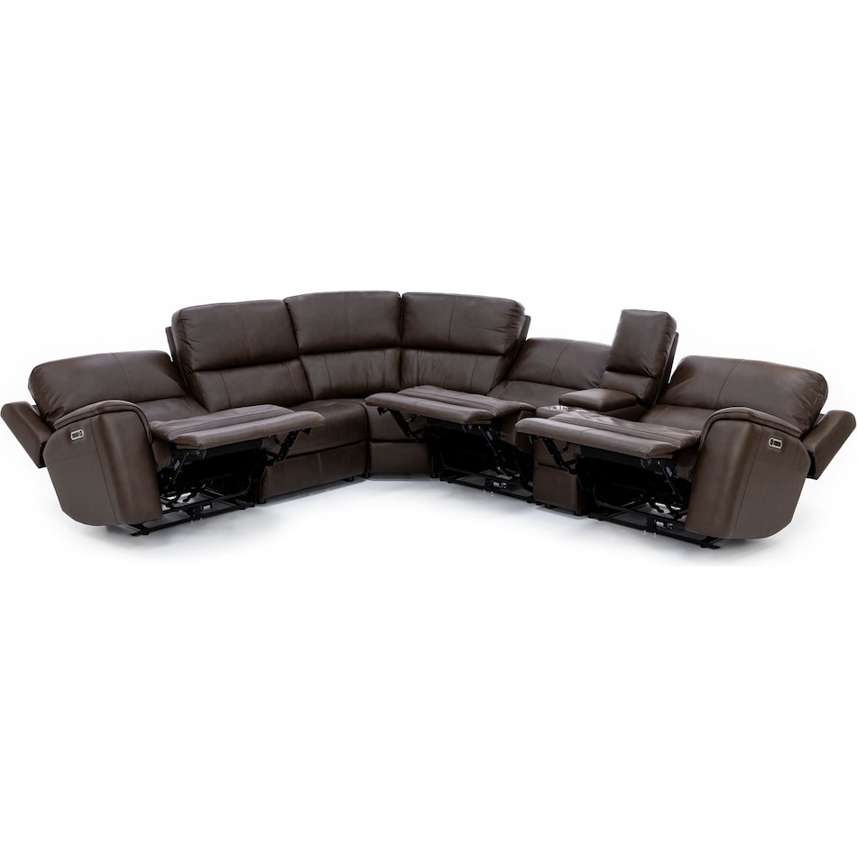 flexsteel brown mtn lth sectional piece zpkg  