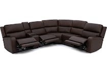 flexsteel brown mtn lth sectional piece zpkg  
