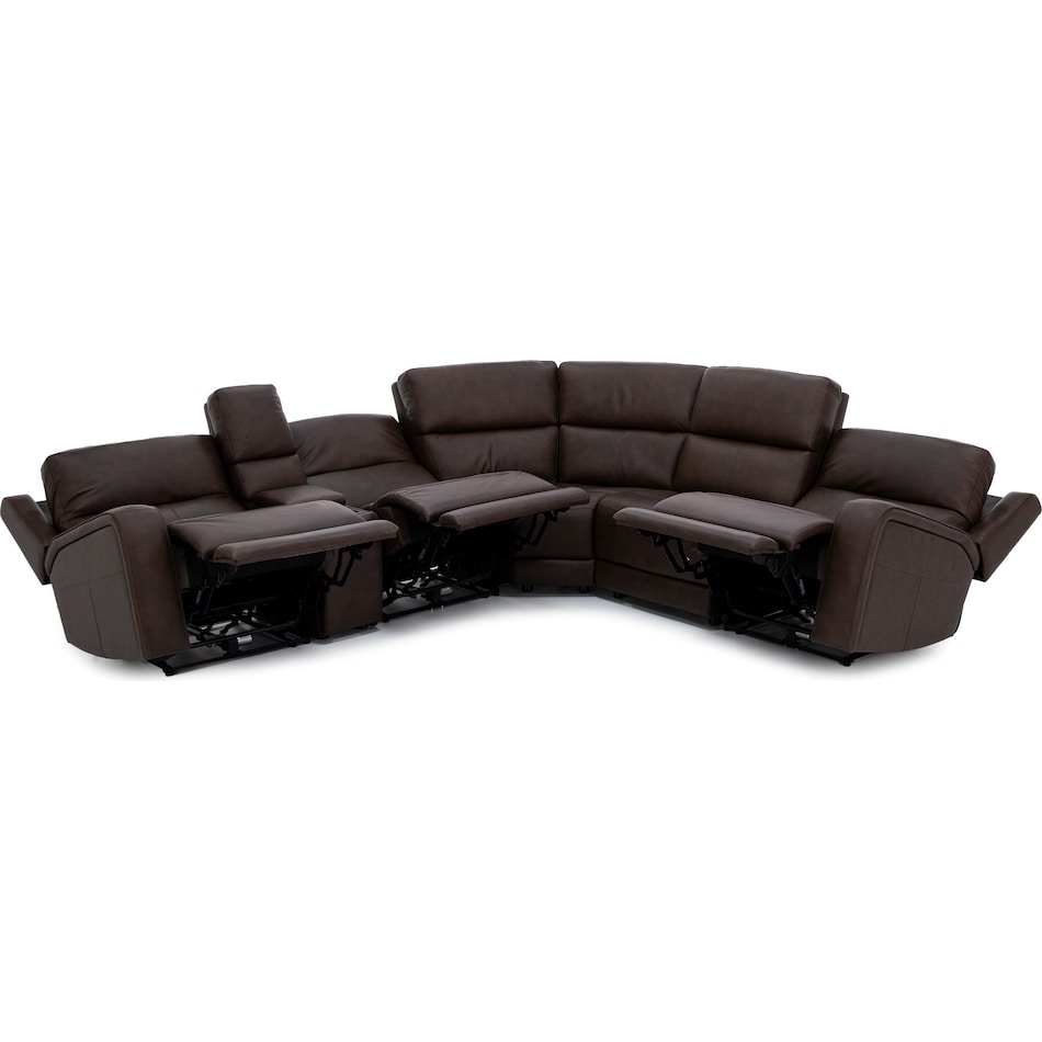 flexsteel brown mtn lth sectional piece zpkg  