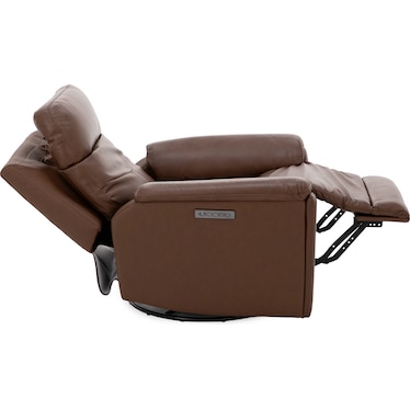 Perfect Match Refined Leather Fully Loaded Swivel Glider Recliner
