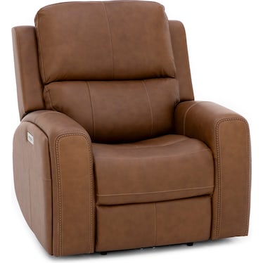 Landon Leather Zero Gravity Fully Loaded Recliner in Caramel