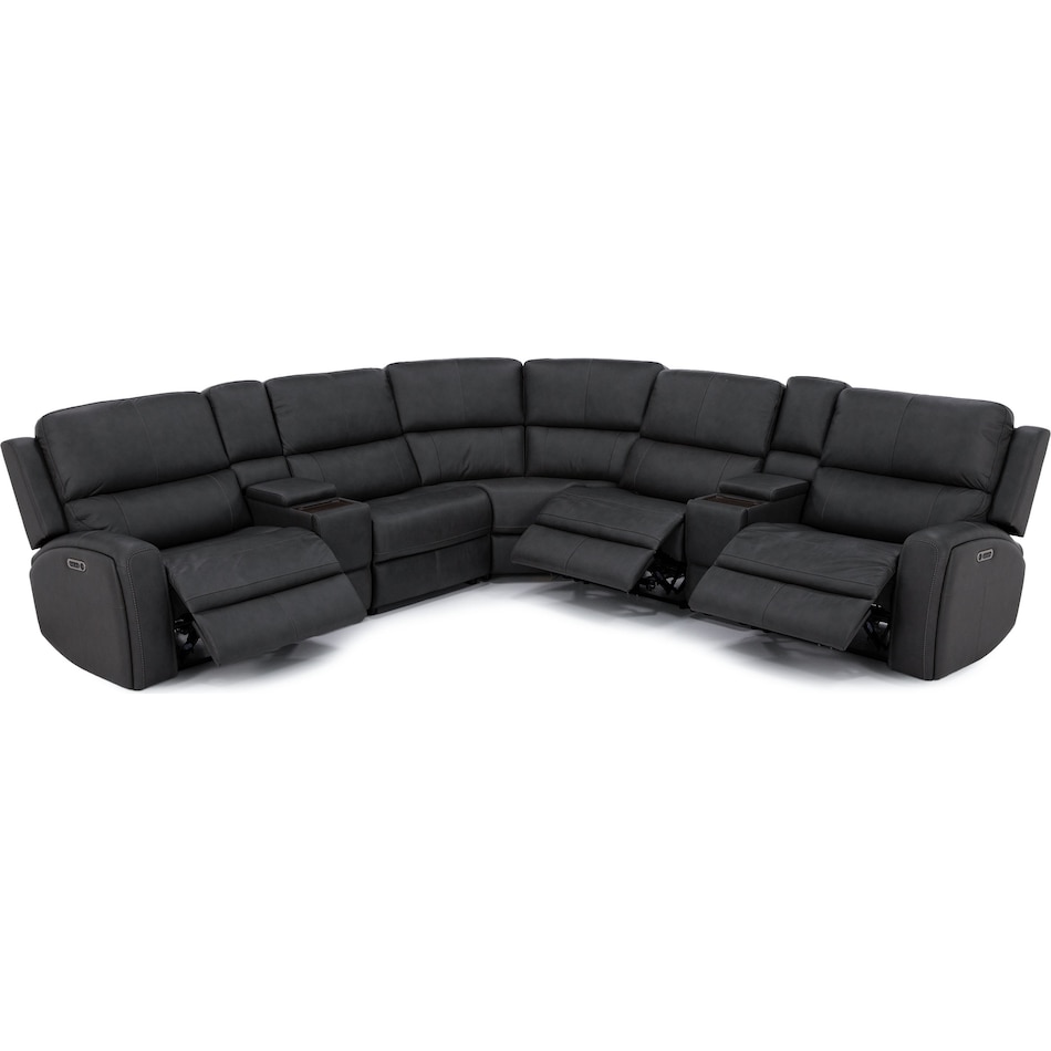 flexsteel grey mtn lth sectional piece pkg  