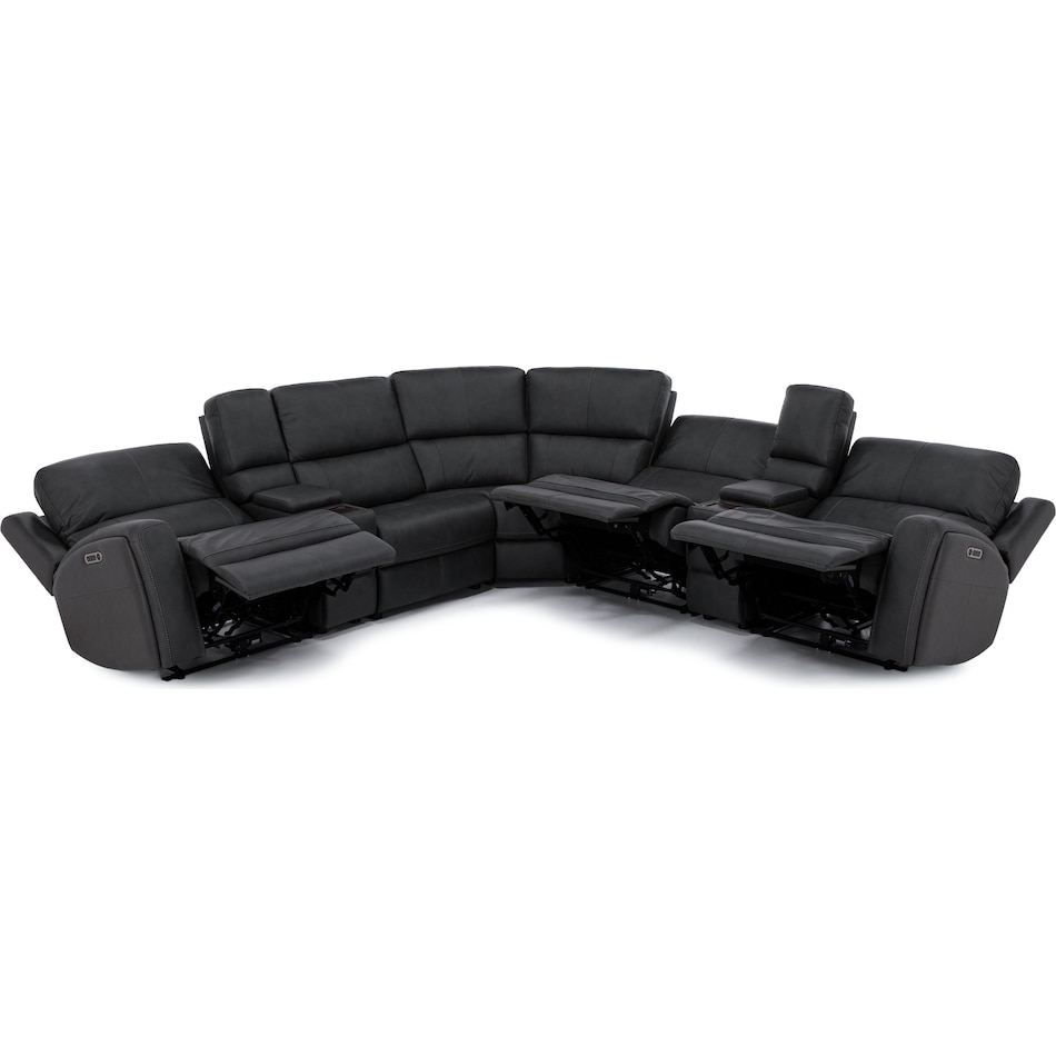 flexsteel grey mtn lth sectional piece pkg  