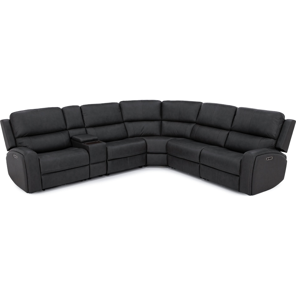 flexsteel grey mtn lth sectional piece pkg  