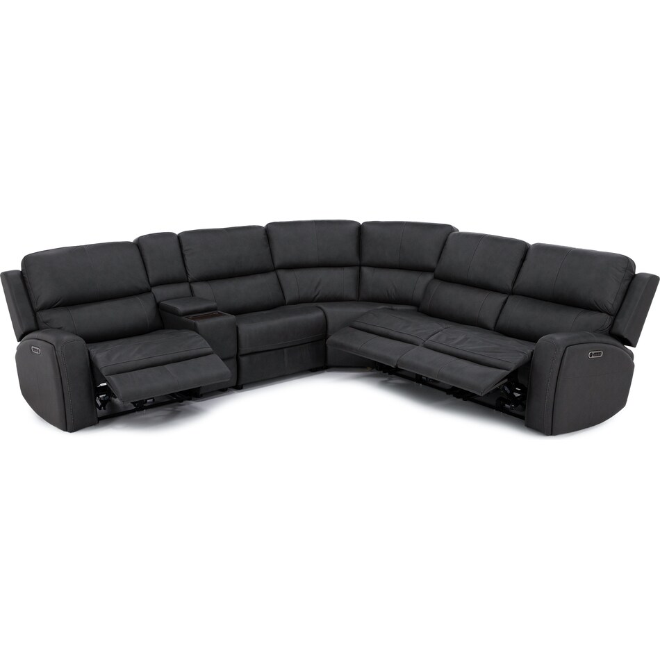 flexsteel grey mtn lth sectional piece pkg  