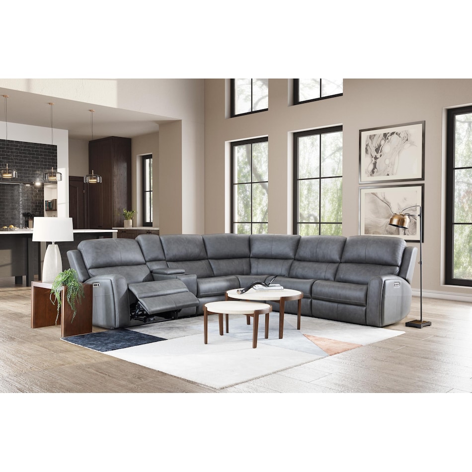 flexsteel grey mtn lth sectional piece pkg  