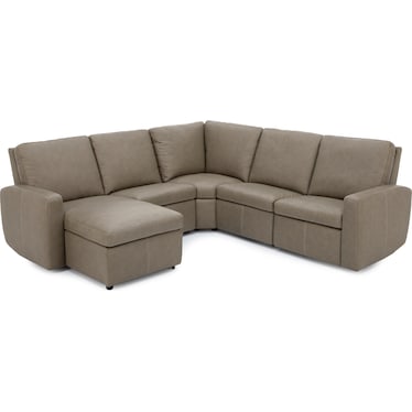 Flexsteel Allison 5-Pc. Leather Power Reclining Wall Saver Modular With Chaise In 946 75 Homerun All