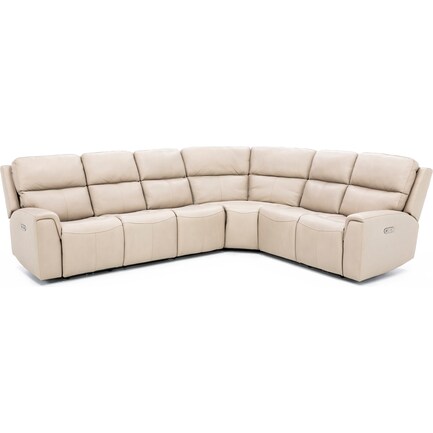 Zachary 4-pc. Leather Power Headrest Reclining Sectional