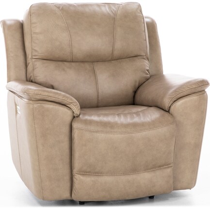Travis Leather Fully Loaded Recliner in Tan