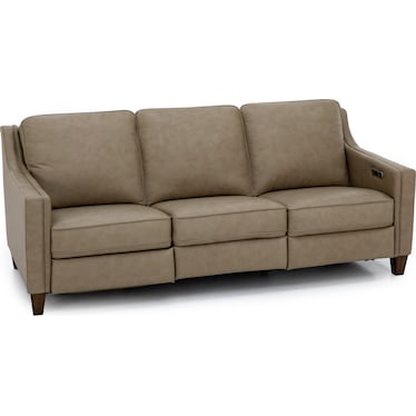 Flexsteel Emery Leather Power Wall Saver Reclining Sofa in Tan