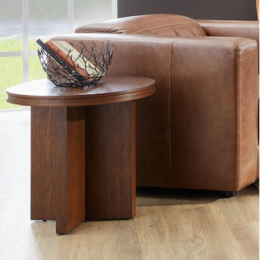 Flexsteel Waterfall Brown Round End Table