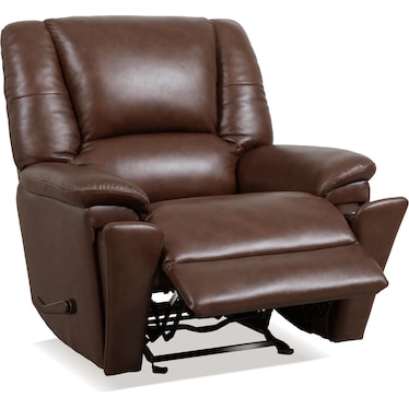 Flexsteel Perfect Match Plush Leather Glider Recliner in Brown