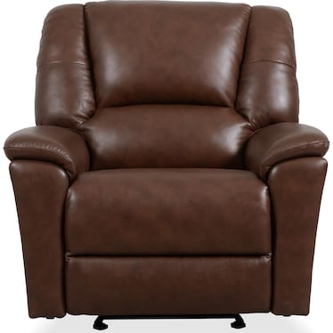 Flexsteel Perfect Match Plush Leather Glider Recliner in Brown